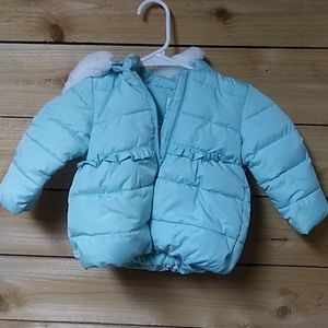 Baby blue winter jacket.